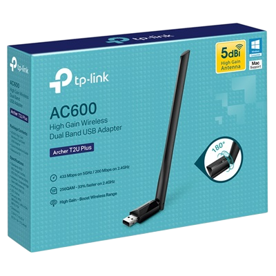 ADAPTADOR ROMPEMUROS TP-LINK T2U PLUS AC600 GAIN DUAL BAND WIRELESS USB