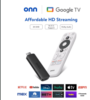 ANDROID TV ONN  FULL HD STREAMING DEVICE , INCLUYE: 3 MESES DE CUENTA STREAMING