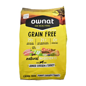 Ownat Balanceado Seco Para Perro Junior Grain Free Perro Sabor Pollo/Pavo*3Kg