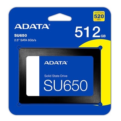 DISCO SSD ADATA 512GB SU650 2 5  SATA 6GB S 3D NAND LECTURA 520MB S ESCRITURA 450MB S