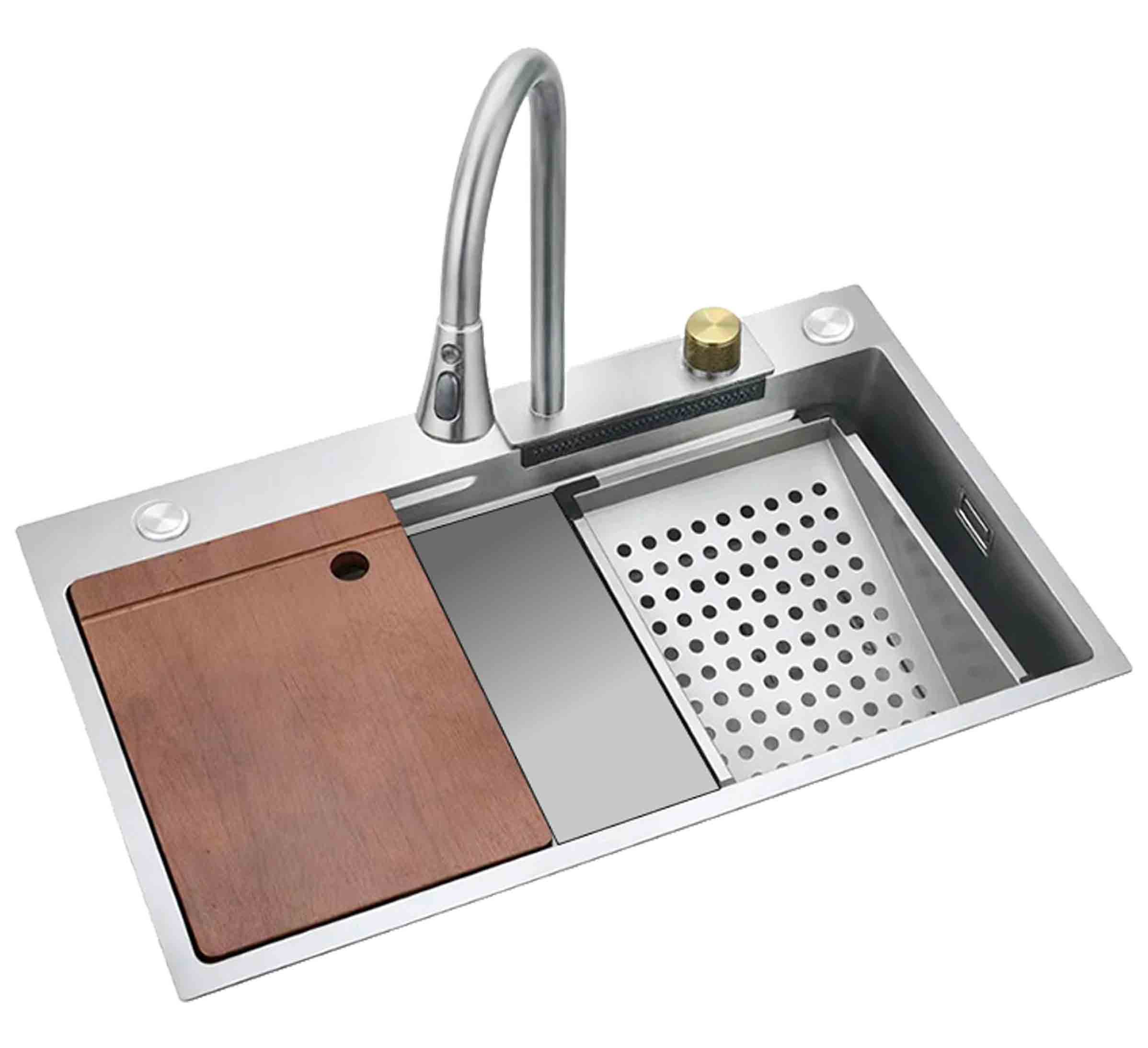 Rocke stone  fregadero 75x46 negro completo set luxe