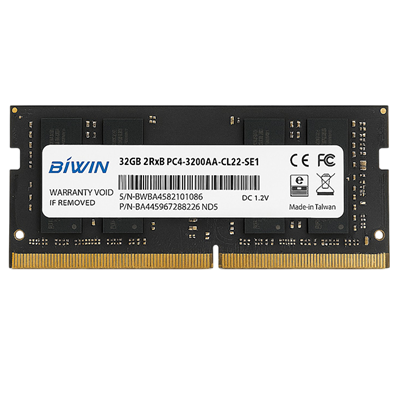 SO-DIMM MEMORIA RAM LAPTOP BIWIN TECHNOLOGY 16GB 2RX16 PC4-3200AA-CL22 260-PIN 16GB A 3200GHZ
