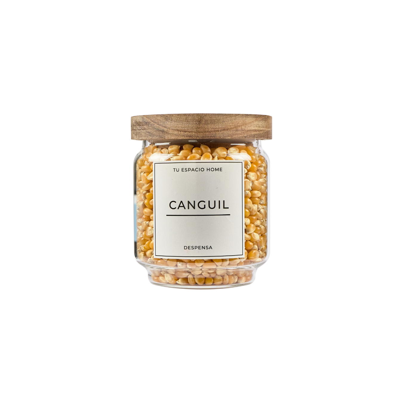Frasco de vidrio con tapa de madera S (Pequeño)