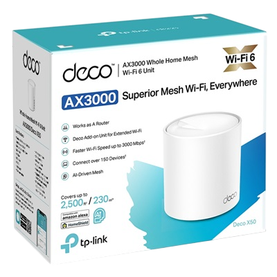 DECO X50 SISTEMA MESH WIFI 6 TP-LINK TPLINK AX3000 MBPS 1 PACK