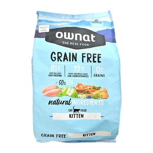 Ownat Balanceado Seco Para Gato Kitti/Gatito Grain Free Sabor Pollo/Pavo *3Kg