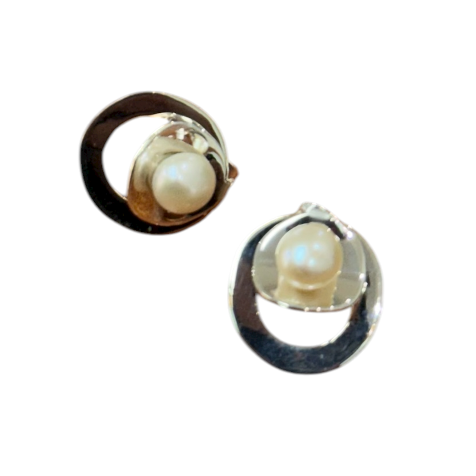 Arete Aro Doble Con Perla