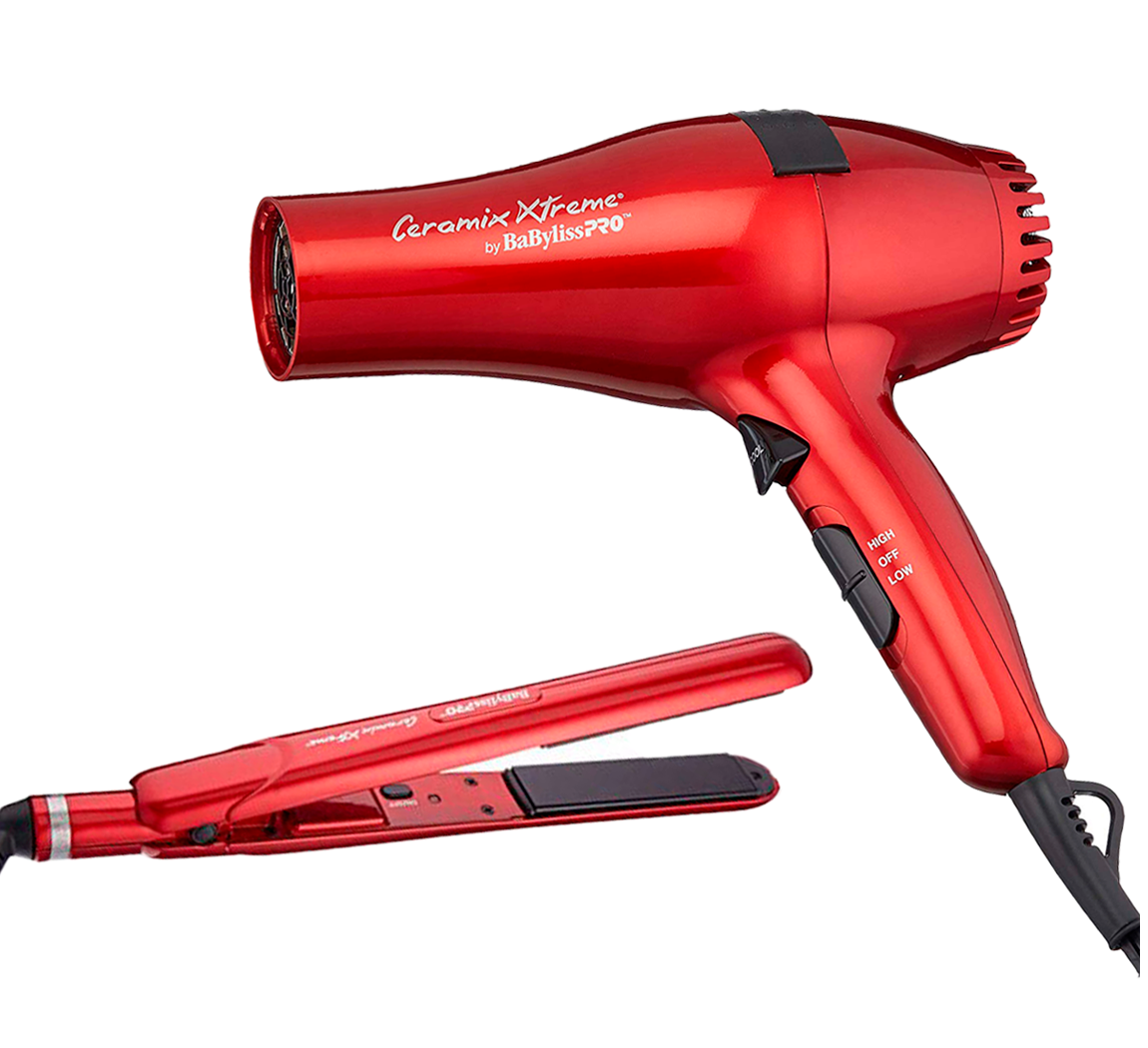 Babyliss pro juego de secador y plancha xtreme color rojo
