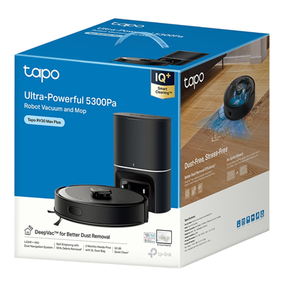 ASPIRADORA ROBOT TP-LINK TPLINK TAPO RV30 MAX PLUS TRAPEADOR SLIM 5300PA SMART CONTROL POR VOZ 45 NIVELES NEGRA