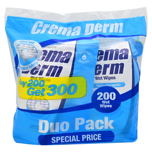 Crema Derm Pañitos Húmedos 200 Unidades