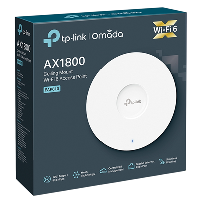 ACCESS POINT TP-LINK EAP610 OMADA AX1800 WIFI 6 MULTI-GIGABIT DE TECHO POE V2