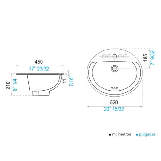 FV LAVAMANOS ELEA OVAL D/EMPOTRAR BL. E231.1