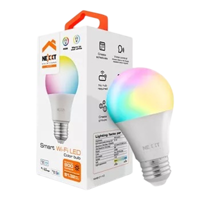FOCO SMART NEXXT CONEXIÓN WIFI BOMBILLO MULTICOLOR   COMPATIBLE CON AMAZON ALEXA Y GOOGLE ASSISTANT 800 LUMEN   9W EQUIVALENTE A 60W 110V