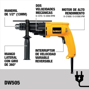 TALADRO DEWALT 1/2" DW505-B3 800W