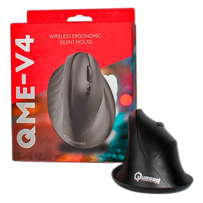 MOUSE QUASAD ERGONOMICO VERTICAL QME-V4 INALAMBRICO USB 2.0 RECARGABLE BLACK 1600DPI W11, MAC Y LINUX