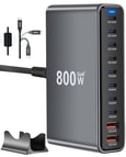 800W Bloque de Carga Rápida USB C, Estación de Carga USB de 10 Puertos