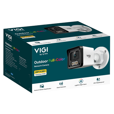 CAMARA DE SEGURIDAD TP-LINK TPLINK EASYCAM VIGI C320 TIPO BALA 2.8MM EXTERIOR 2MP FULL COLOR MICRO IP67 POE ETHERNET