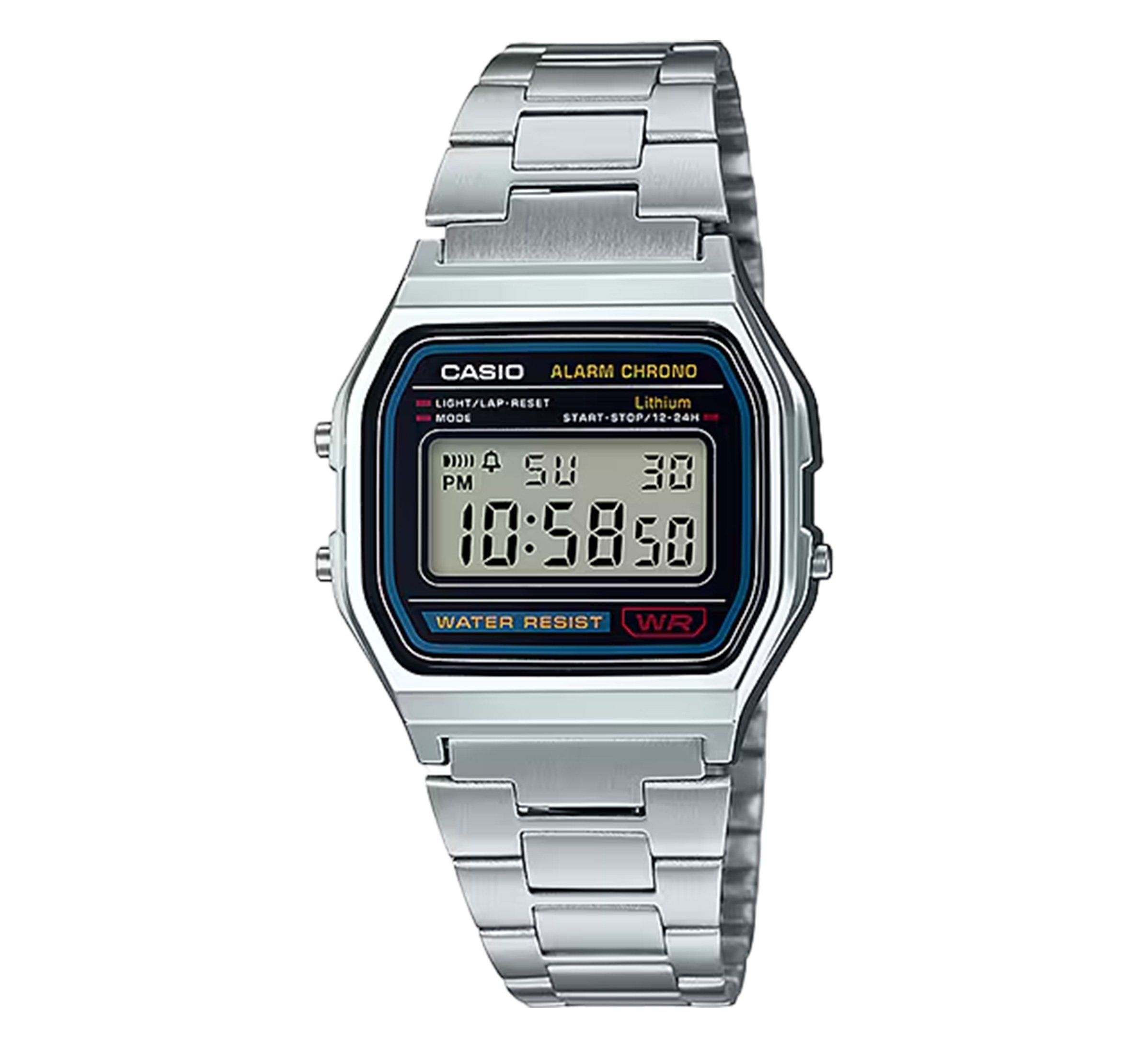Casio Reloj Digital Silver Correa de acero inoxidable resistente agua