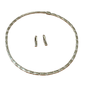 Juego Collar Y Aretes Barras Solo Plata