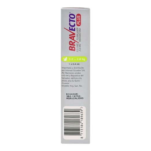 Bravecto Antiparasitario Plus 1.2-2.8Kg Gato *1