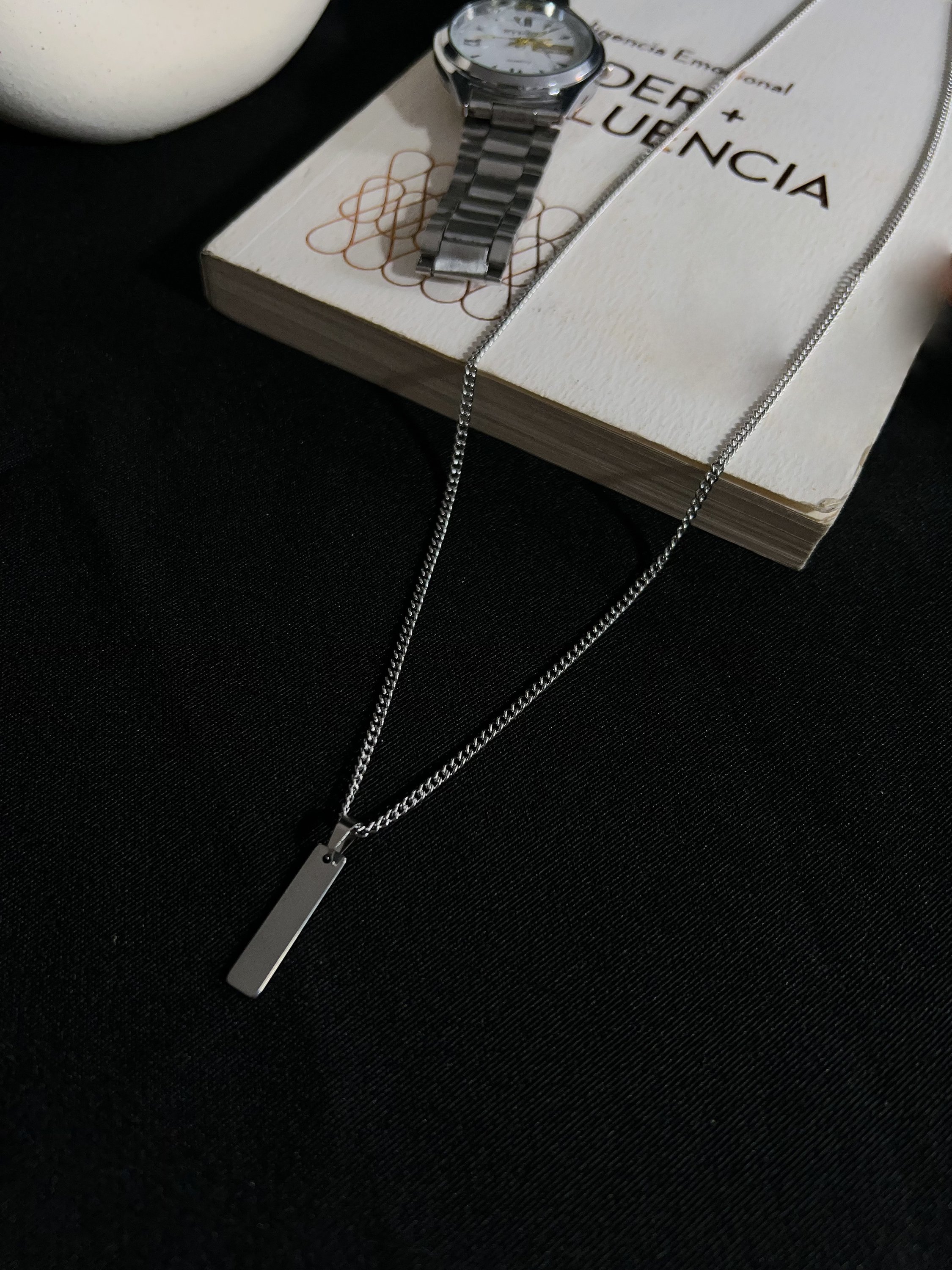 RECTANGULAR NECLKACE ACERO INOXIDABLE