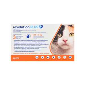 Revolution Plus Naranja Gato 2.5-5Kg Tubo 30Mg/5Mg/0.5Ml Caj*3