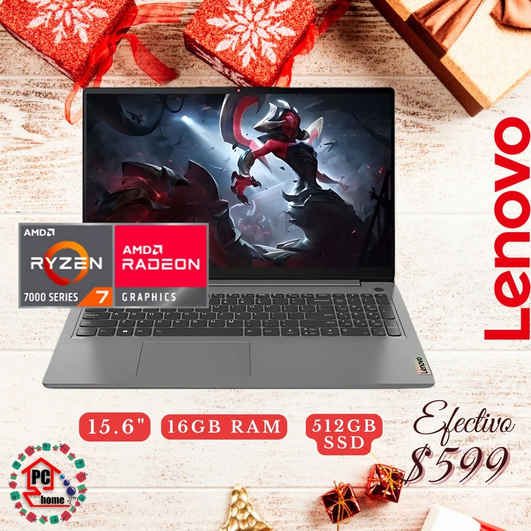 PORTATIL LENOVO AMD RYZEN 7 7730U 16GB 512GB 15 6  SLIM