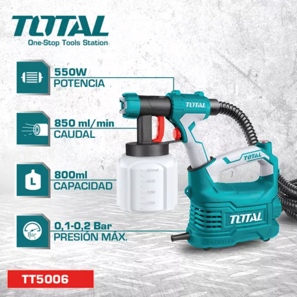 EQUIPO PINTAR 500W 110V 800ML TOTAL UTT5006