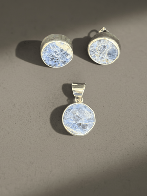 Juego Botón Agata Azul Lapislázuli