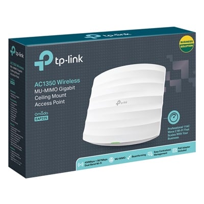 ACCESS POINT TP-LINK TPLINK OMADA EAP225 PARA INTERIOR INALAMBRICO MU-MIMO AC1350 MONTAJE EN TECHO