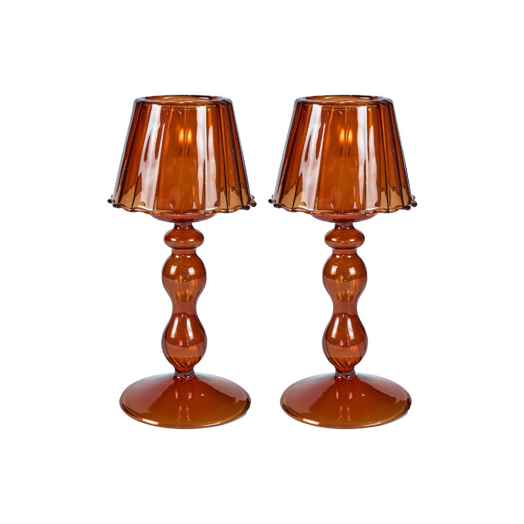 Candelabros de vidrio con textura - SET X 2