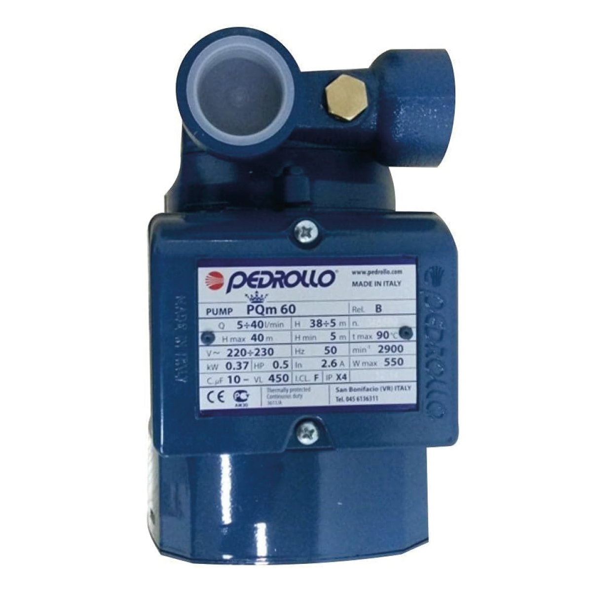 BOMBA AGUA 1/2 HP 110V/60HZ PEDROLO PKm60 1x1  41PNK60U1JEQ1