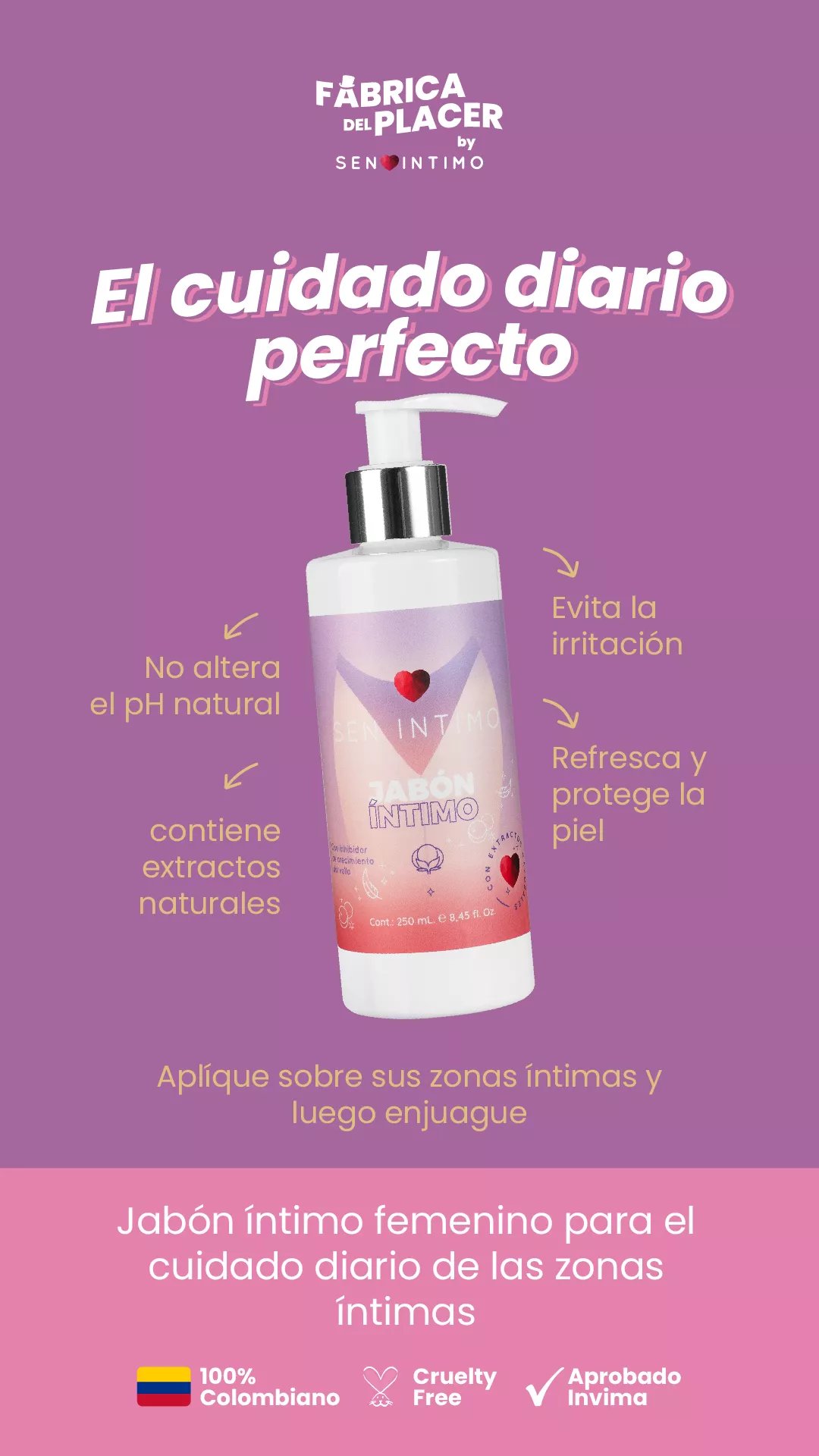 Jabón Íntimo Hidratante Sen Íntimo - Equilibrio y Frescura - 250ml