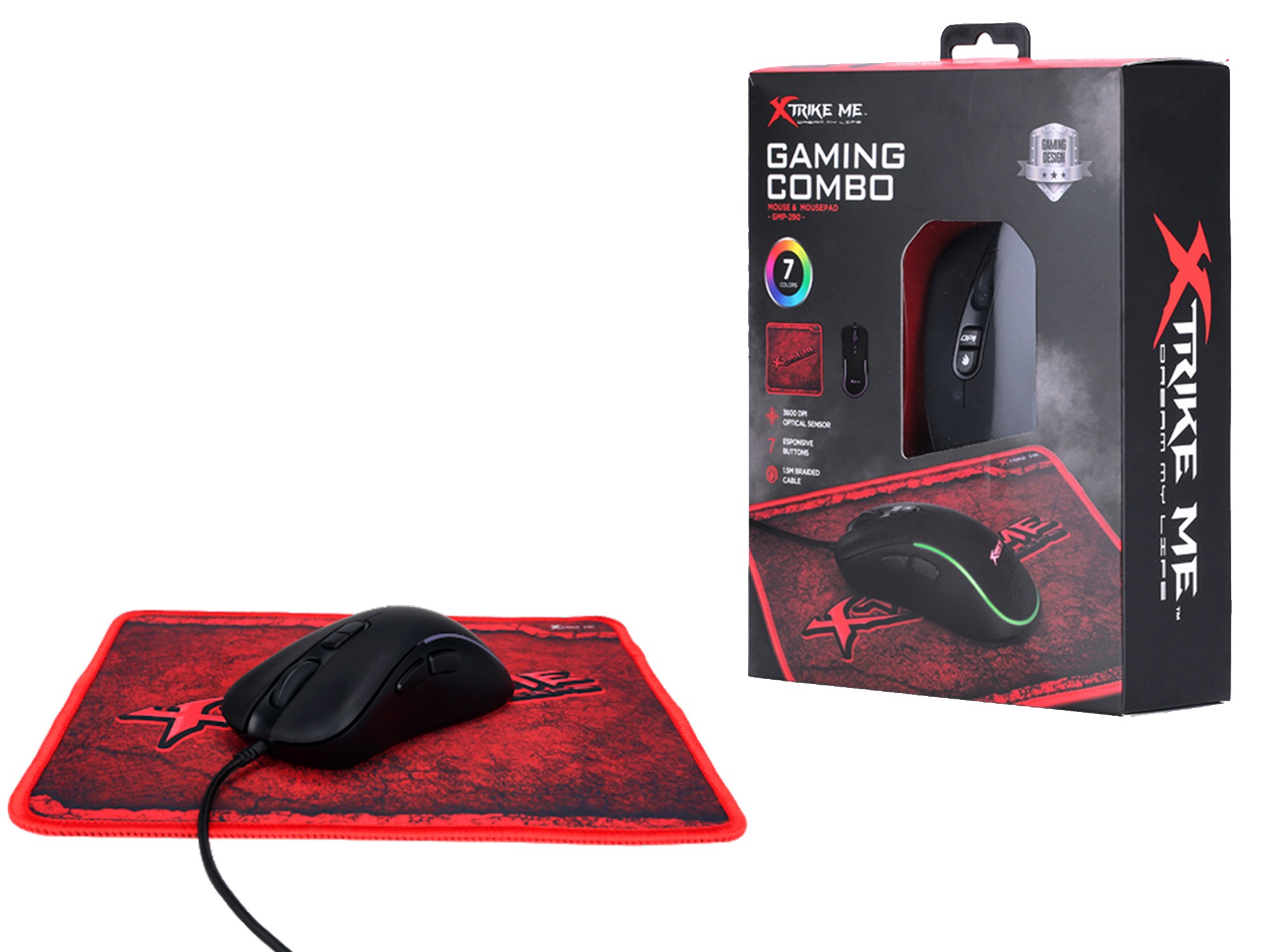 COMBO MOUSE   MOUSE PAD XTRIKE ME GMP 290
