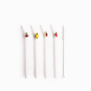 Pitillos de vidrio frutas set x4