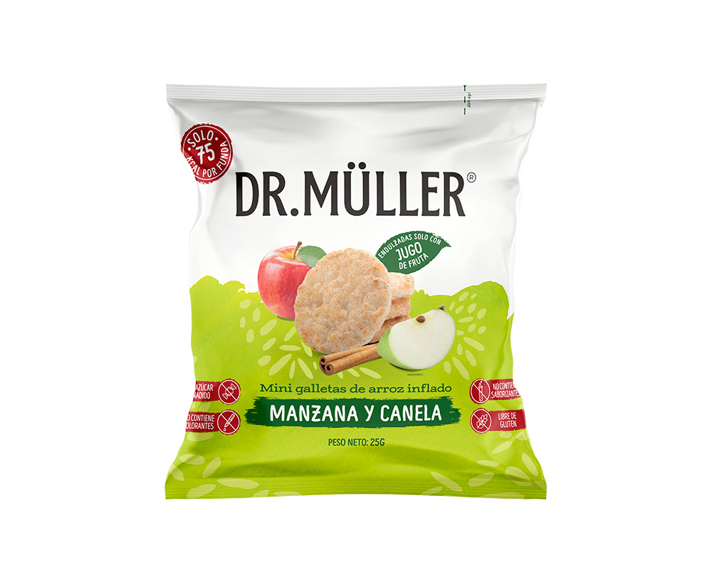 CAJA DR.MULLER MINI GALLETAS MANZANA CANELA 25G - CAJA 32 UNIDADES