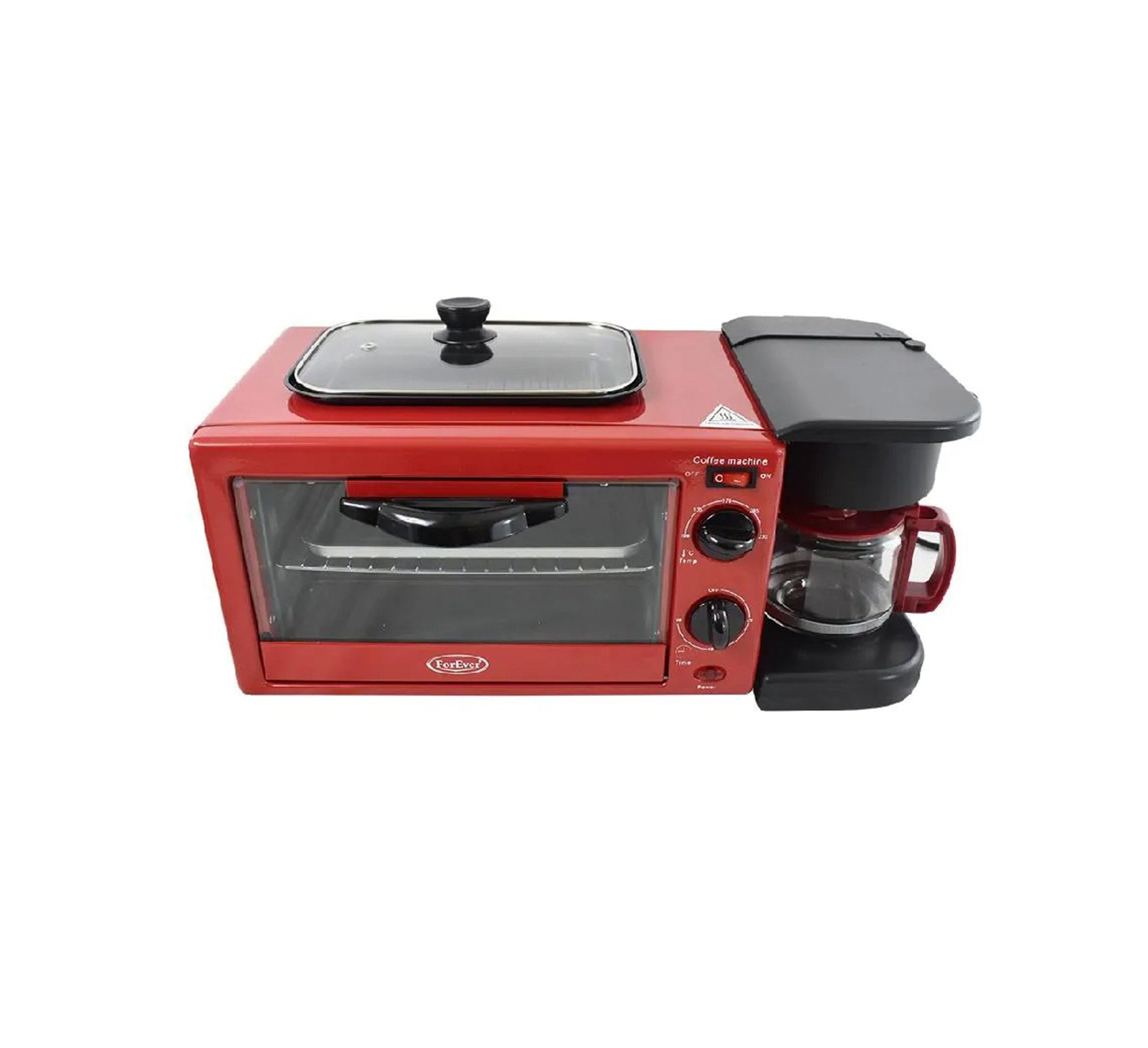Forever horno tostador con cafetera 3 en 1 9Lt 1090W, rojo con negro