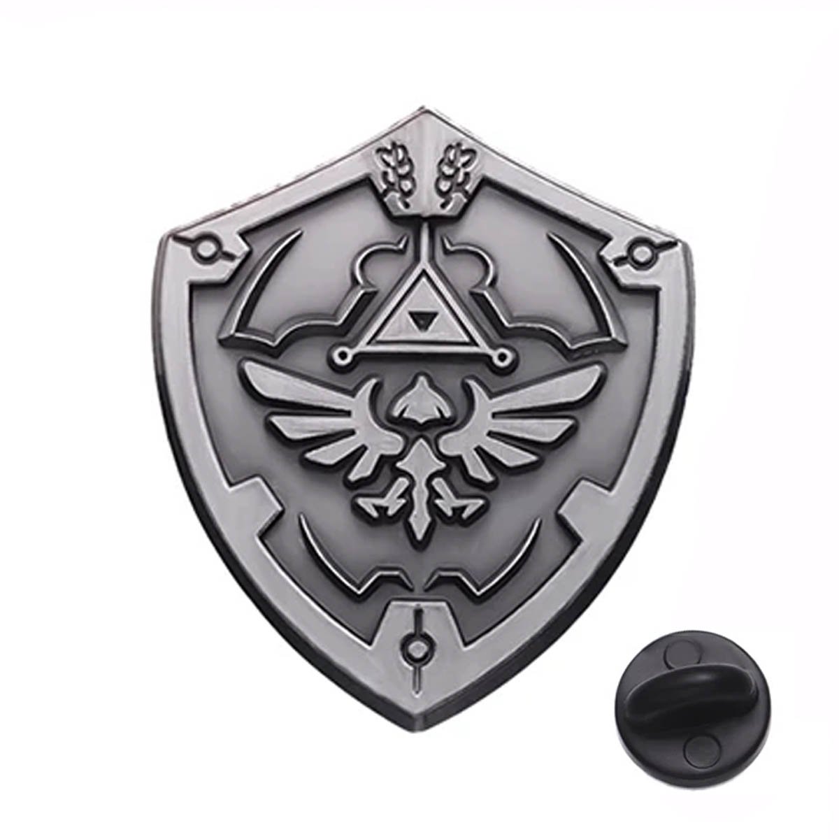 Zelda Pin Escudo Plateado Metálico