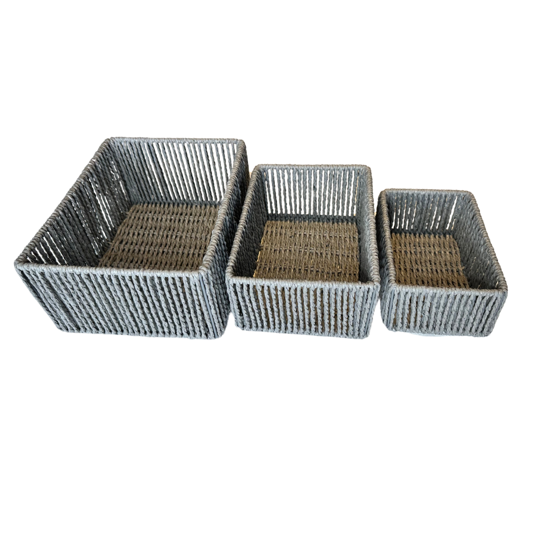 Canastas tejidas - GRIS - Set X 3