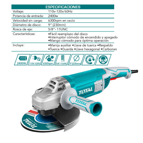 ESMERILADORA ANGULAR TOTAL 9  2400W UTG1252306