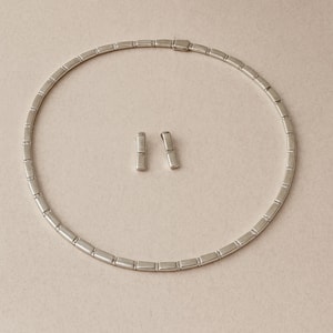 Juego Collar Y Aretes Barras Solo Plata
