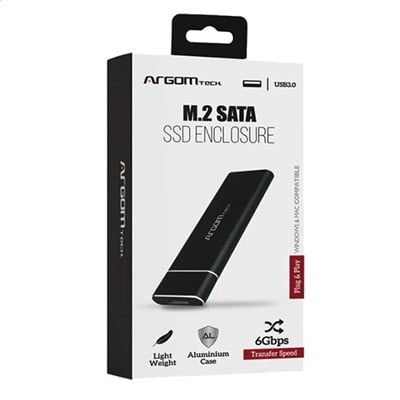CASE ARGOM AC-1038 PARA DISCO SOLIDO M.2 MVMW PCI-E SSD USB TIPO C NEGRO