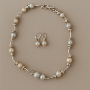 Juego Collar Nudo Y Perlas Colores