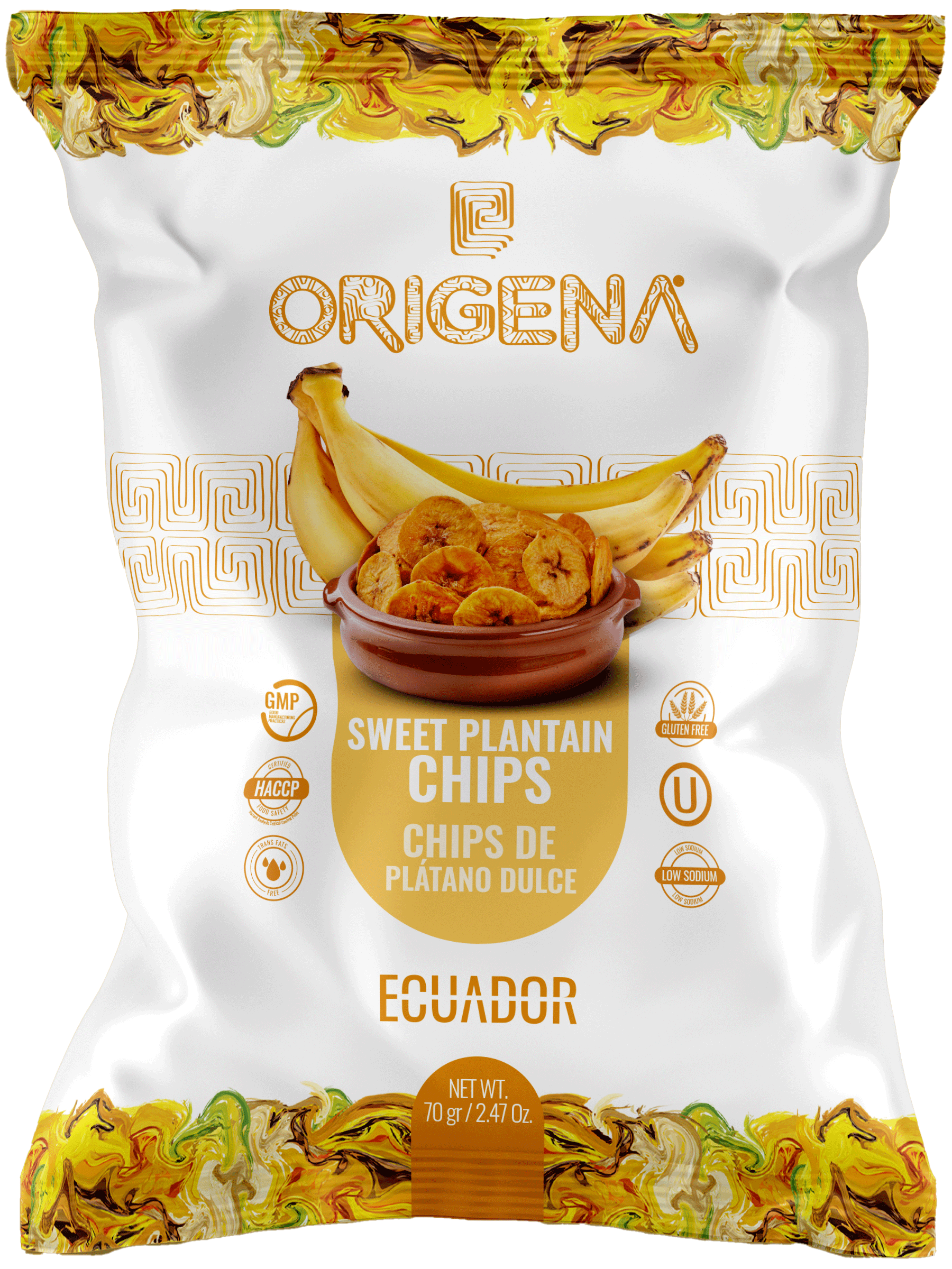 Natural Sweet Plantain Chips Bag x 80gr