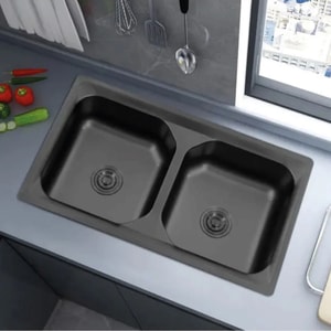 FREGADERO 80X50CM 2PZ. INOX NEGRO SD8050