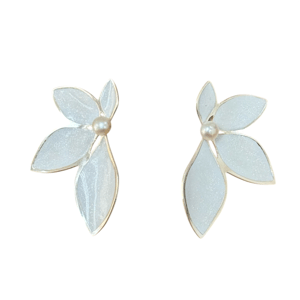 Aretes Flor Esmalte Y Perla