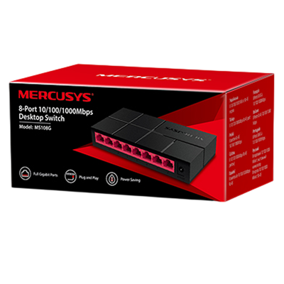 SWITCH MERCUSYS MS108G BY TP-LINK TPLINK 8 PUERTOS GIGABIT   DESKTOP   PLASTICO