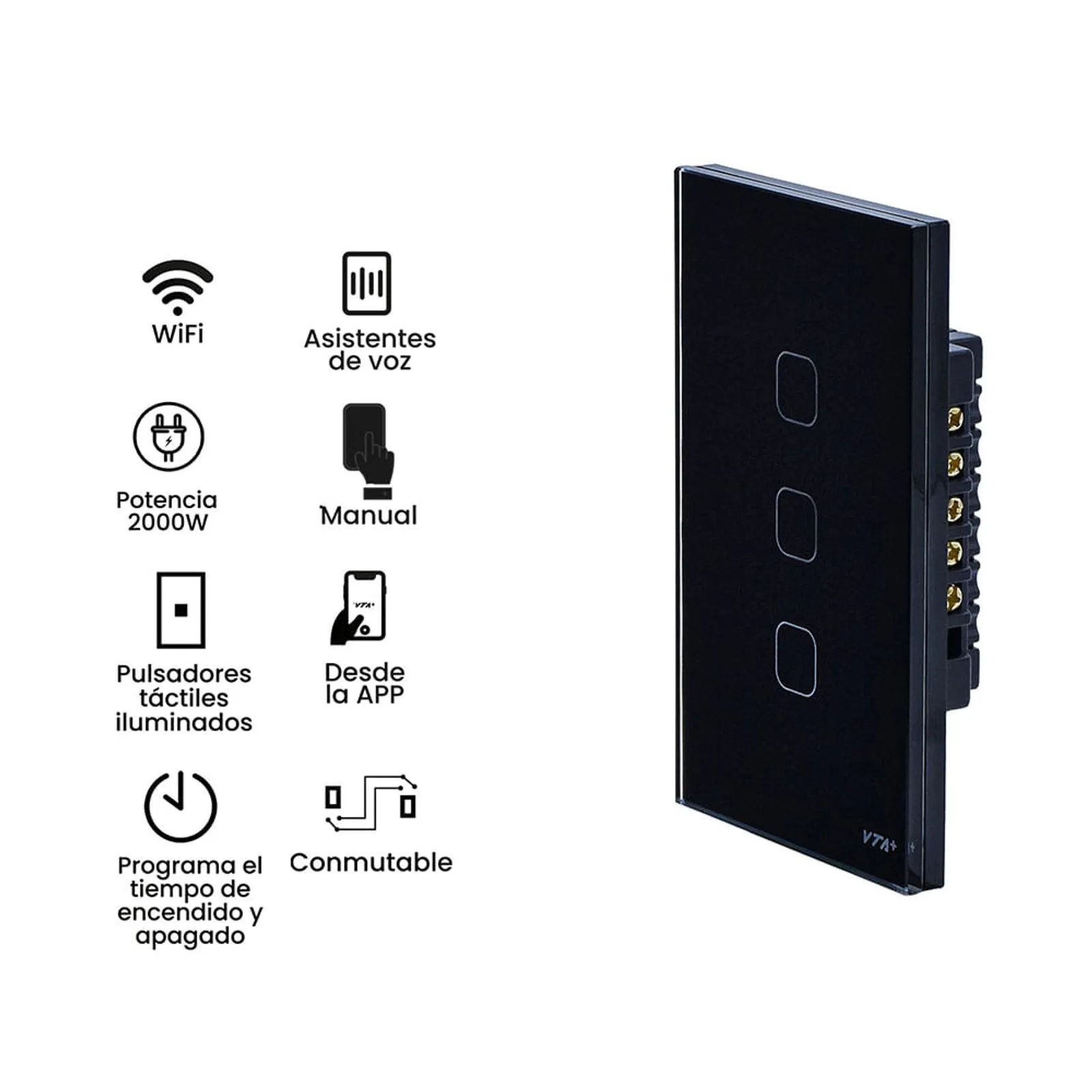 Interruptor tactil inteligente negro