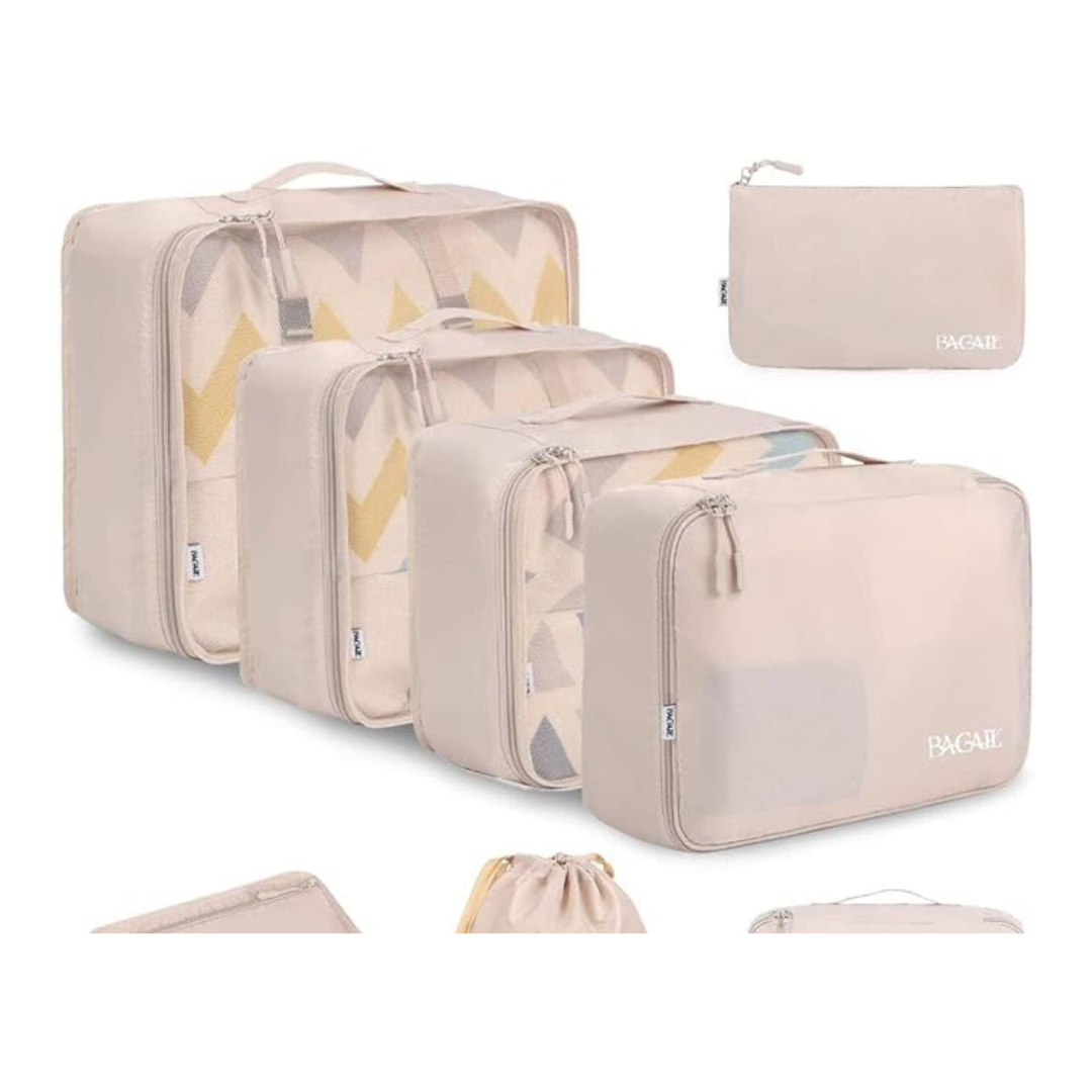 Set de bolsas de tela para organizar maletas - BEIGE