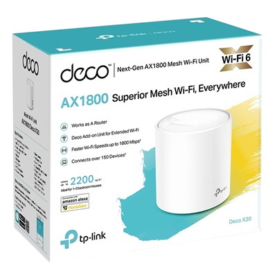 DECO X20 SISTEMA MESH WIFI 6 TP-LINK TPLINK AX1800 MBPS 1 PACK INTERNET PARA TODO EL HOGAR
