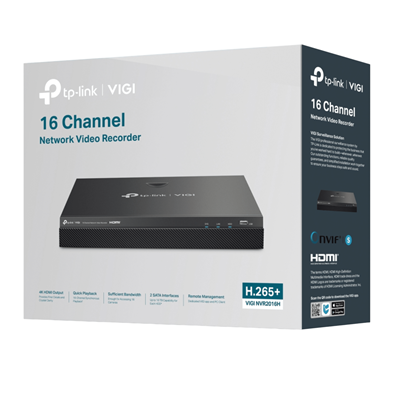 GRABADORA NVR TP-LINK TPLINK VIGI NVR2016H-2D 16 CANALES H.265 PLUS ONVIF SOPORTA 2 DISCO HASTA 10TB CADA UNO